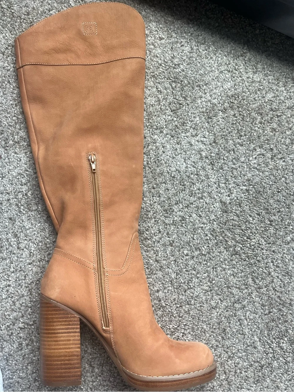 JLO Women's Tall Suede Side-Zip Parid Boots in Honey Brown size 8.5